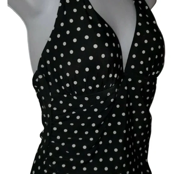 2 BAMBOO Ladies' Swimsuit Black & White Polka Dot Size XXL 14-16 Tummy Control - Picture 7 of 15